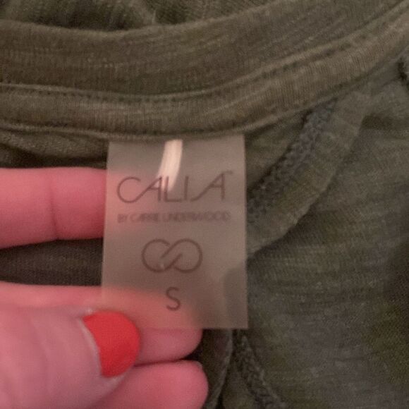 CALIA by Carrie Underwood Green Twist Knot Open Back Short Sleeve Blouse Sz Sm - Picture 6 of 7